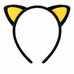 Peluş Kedi Kulak Taç Sarı Siyah – Çocuk Parti & Kostüm Tacı