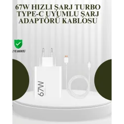 Mey İthalat® 67W Güçlü Şarj Adaptörü ve Turbo Kablo Uzun Ömürlü Dayanıklı Tasarım