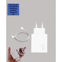 Mey İthalat® 67W Güçlü Şarj Adaptörü ve Turbo Kablo Uzun Ömürlü Dayanıklı Tasarım