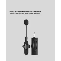 Mey İthalat® Kablosuz 2.4 GHz Yaka Mikrofonu – 60 m Menzilli, Gürültü Azaltıcı, Şarjlı ve Taşınabilir