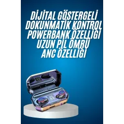 Mey İthalat® Yeni Nesil Bluetooth Kulaklık Uzun Pil Ömrü El Fenerli Dijital Şarj Göstergeli