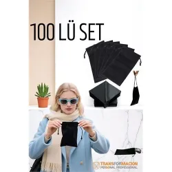 Mey İthalat® Kumaş Gözlük Kılıfı 50+50 Kılıf+Bezli SET Promosyon Gözlük Kılıfı