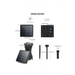 Mey İthalat® Solar 120 Ledli 10 Metre Gün Işığı Bahçe Aydınlatma Dekorasyon Güneş Enerjili Led Sarı Işık